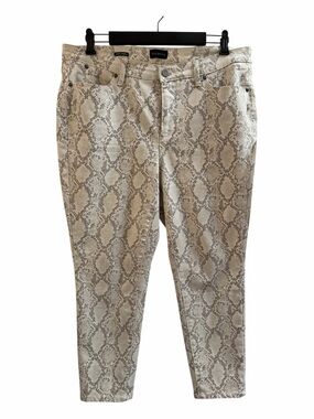 TALBOTS DENIM SLACKS, Womens 14WP, Tonal (Cream, Tan, Gray) Snake Print Jegging.